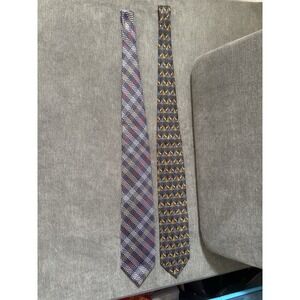 Allea Milano And Ermenegildo Zegna Vintage Italian 100% Silk Geometric Tie